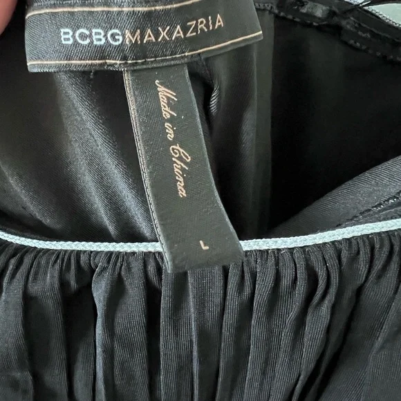 BCBG Max Azria Empire Waist Strapless Gown with Silver Piping - Picture 3 of 6